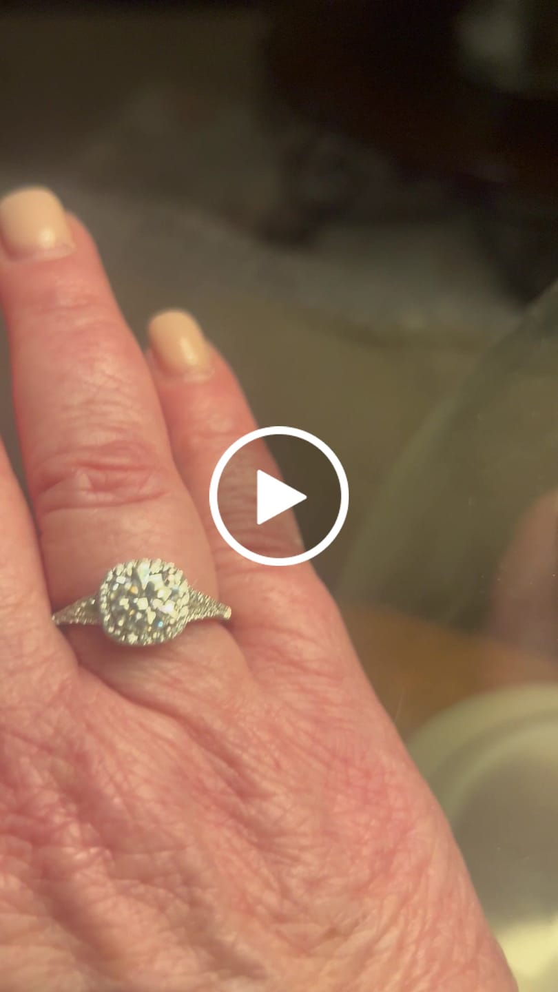Customer video review of Moissanite Split Shank Square Halo Pave Engagement Ring