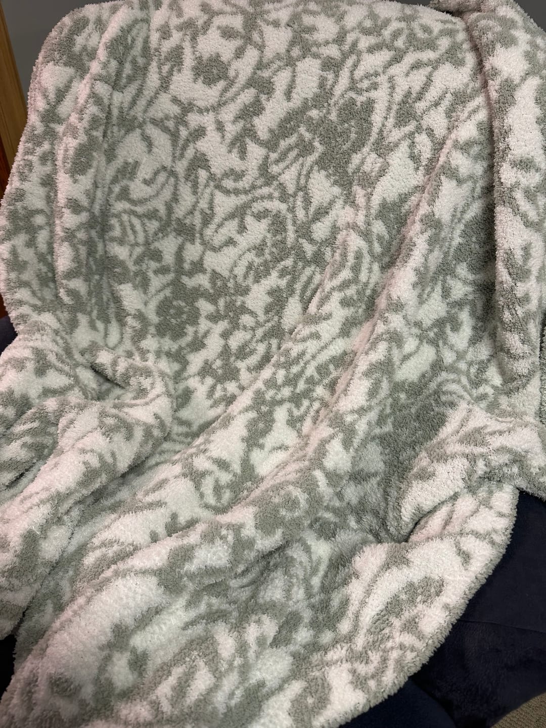 Customer photo review of Desert Sage Solid Double Layered Print Toddler Blanket