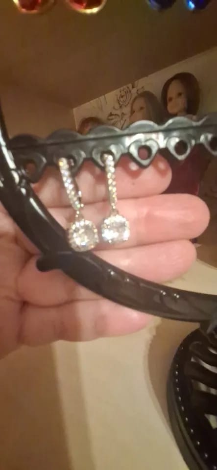 Customer photo review of Sterling Silver Huggie Hoop Earrings 2Ct Moissanite Center Stone — Silver | KIMLUD