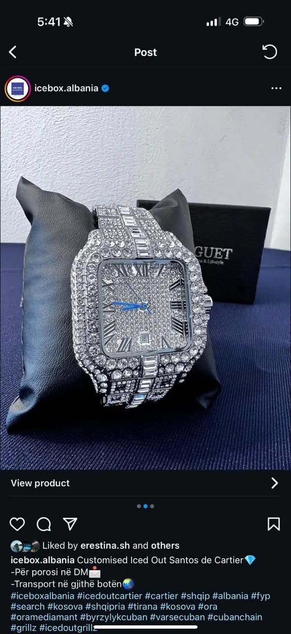 Customer photo review of Diamond Wristwatch Hip Hop Square Iced Out — Silver | KIMLUD
