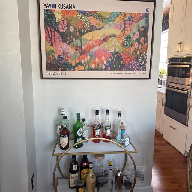 Customer photo review of Framed Yayoi Kusama 1986 Wall Art Print – Japanese Wall Art Print, Wabi Sabi Yayoi Kusama Print - Vibrant Abstract Landscape Canvas Print