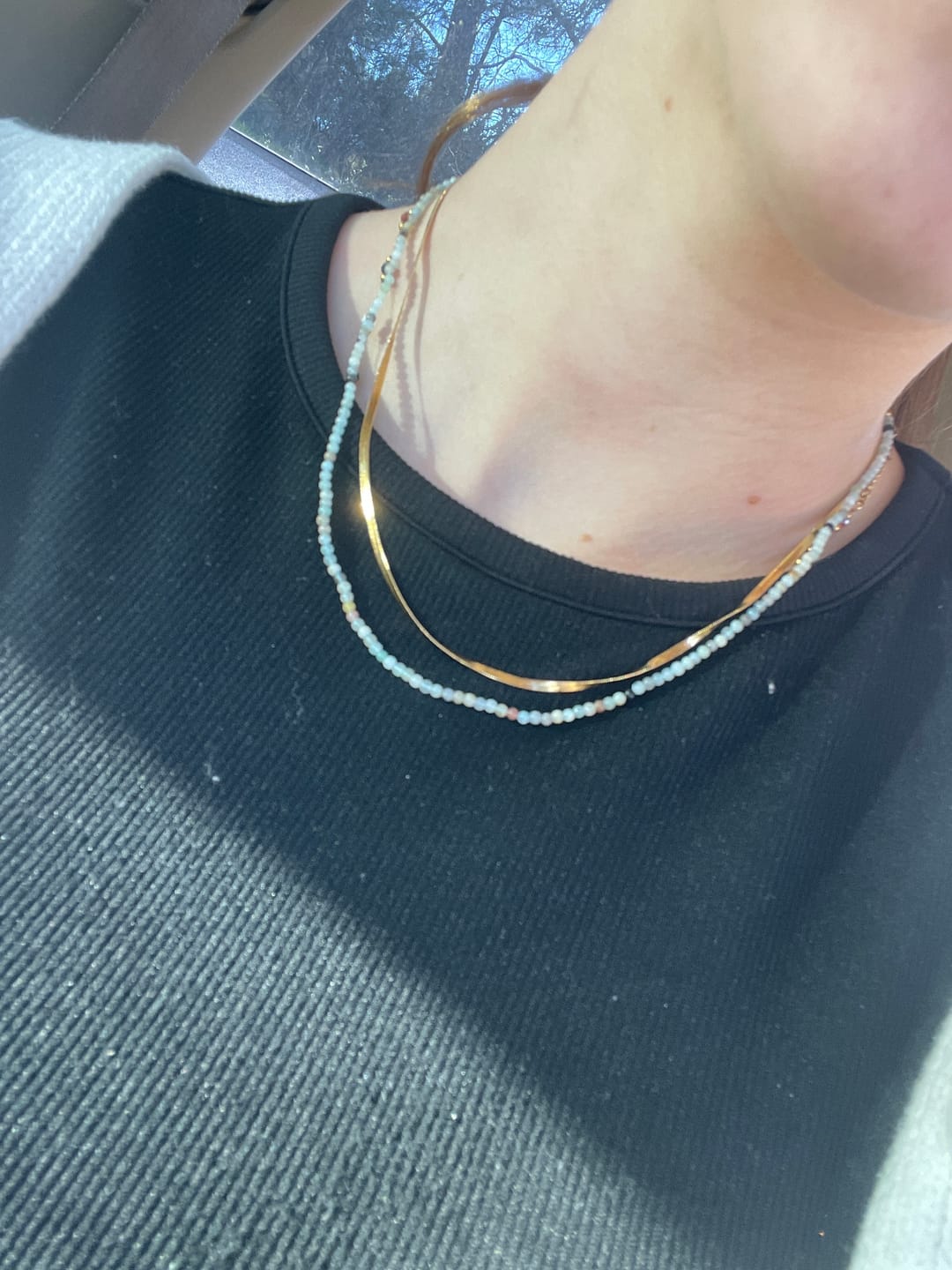 Customer photo review of Neesa Stone Beads Layered Necklace