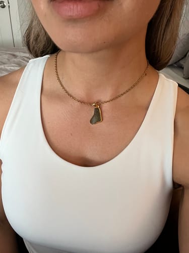 Customer photo review of 18K Gold-Plated Moldavite Pendants (Choose Your Fav)!