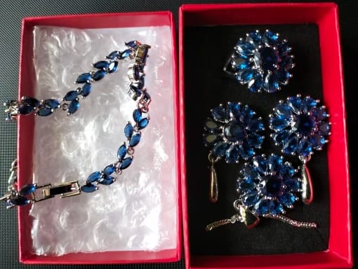 Customer photo review of Sterling Silver Jewelry Set With Blue Zircon — Blue Zircon | KIMLUD