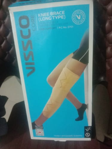 Customer photo review of Knee Brace - Long (19" Brace) | Ideal firm Knee support that limits knee motion & stabilizes the knee with mediolateral metal supports | Color - Beige