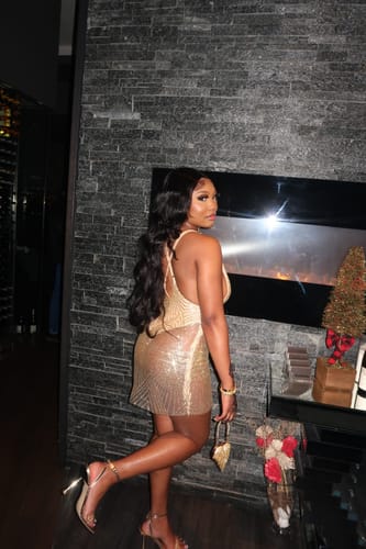 Customer photo review of Alistair Gold Glitter Dress Limited Edition