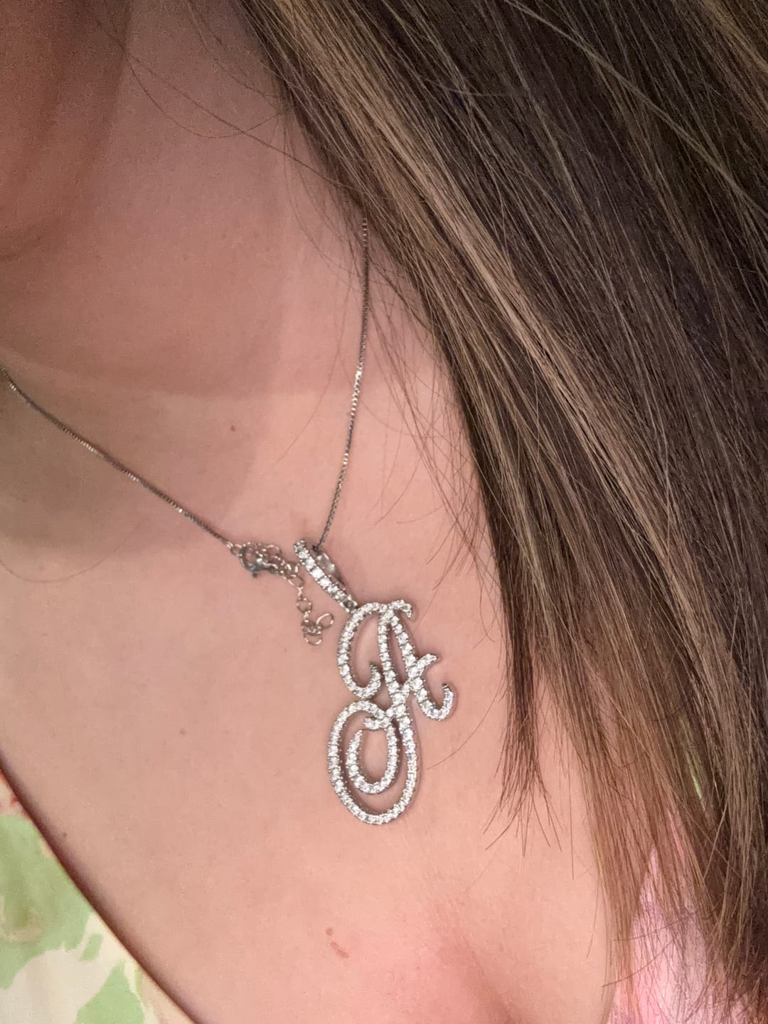 Customer photo review of Custom Script initial necklace