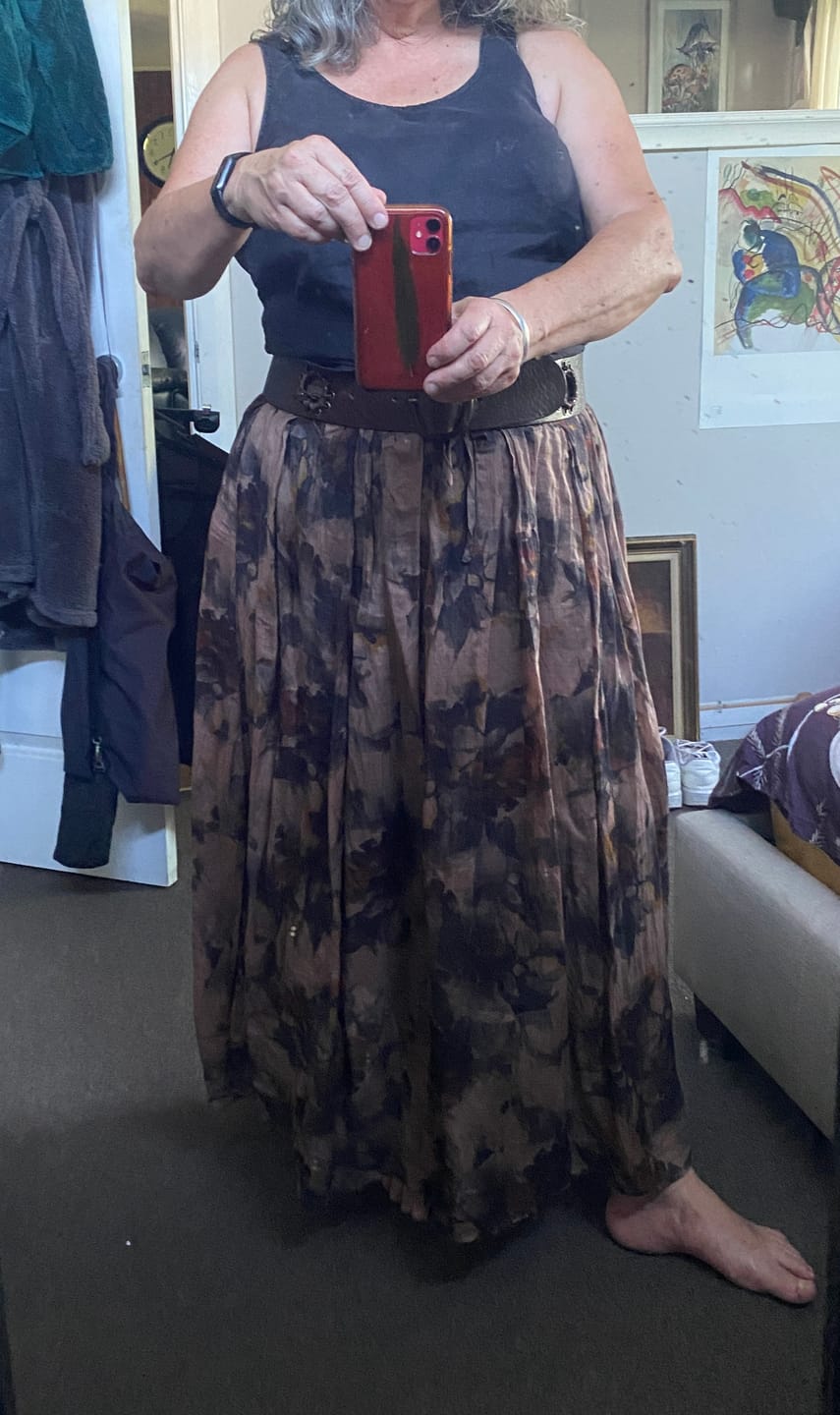 Customer photo review of Plus Size Women Summer Ethnic Ink Flower Ramie Shirt/Skirt