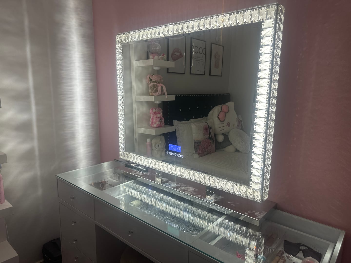 Customer photo review of DiamondX Hollywood Makeup Mirror with Tri-Lights + Bluetooth Speaker