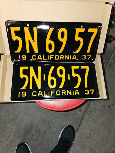 Customer photo review of 1937 CALIFORNIA LICENSE PLATE 6"x14" (351.5mm x 156.5mm)
