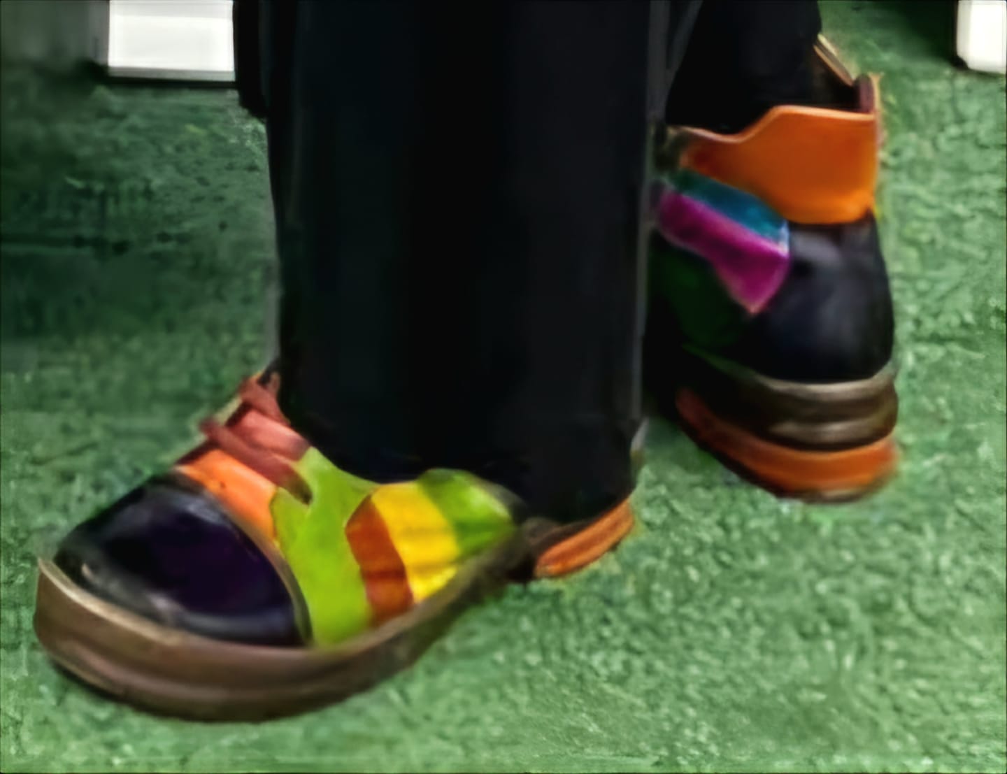Customer photo review of Retro Hand-polished Rainbow Ankle Boots