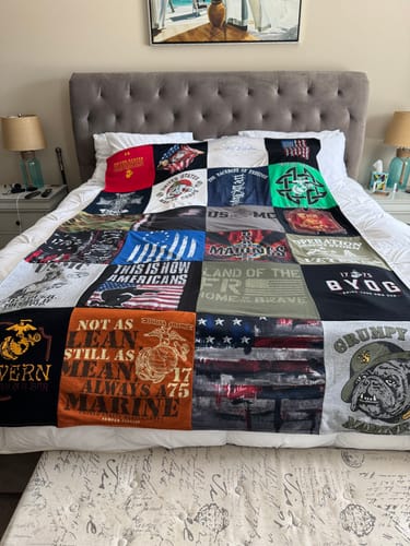 T-shirt quilt with military, patriotism themes by Nick from FL