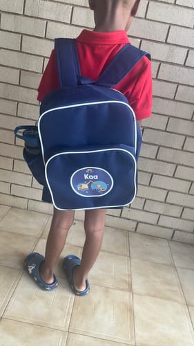 Customer photo review of Kiddies Backpack - Blue