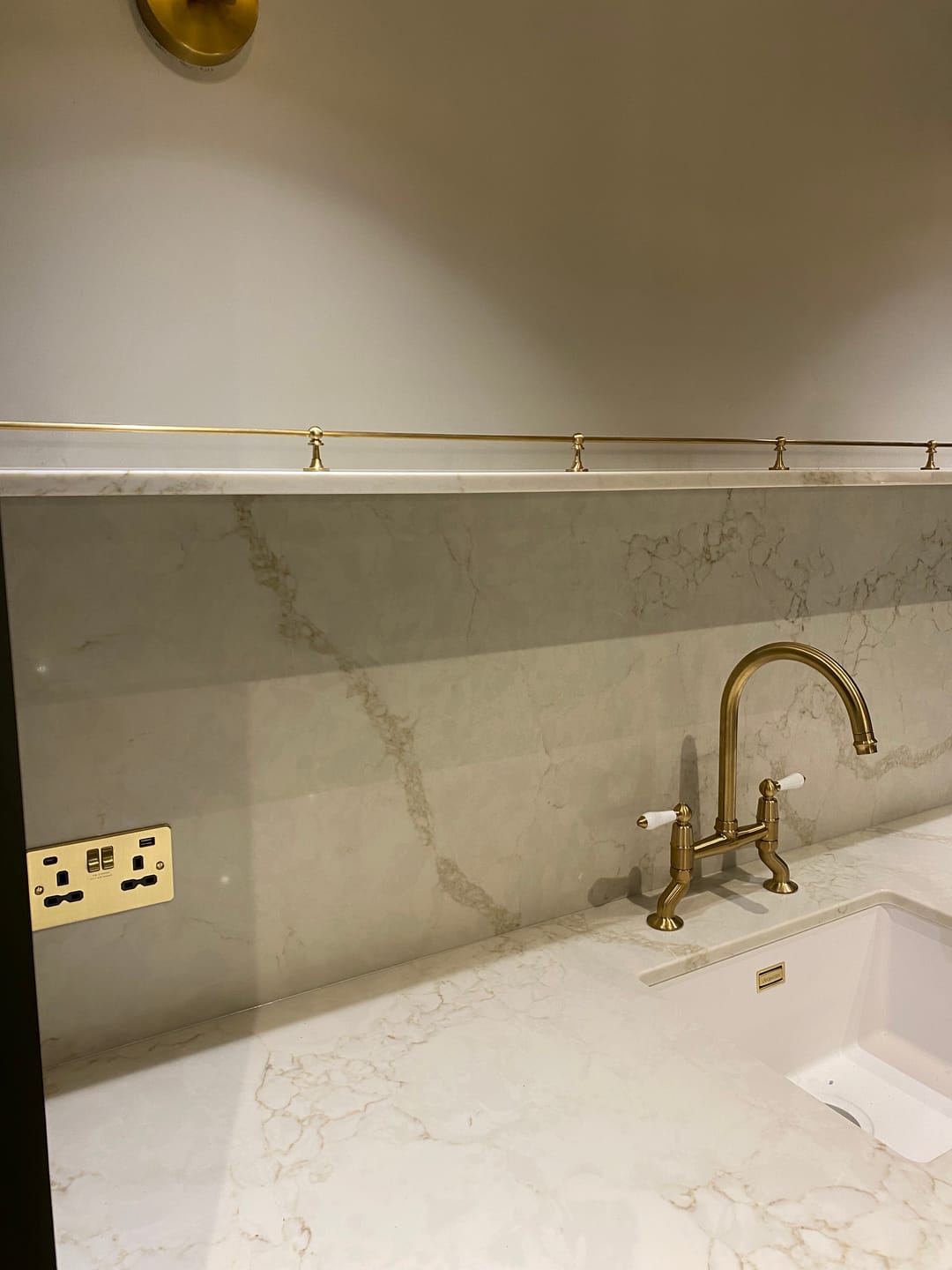 Customer photo review of Victorian Brushed Satin Brass Gallery Shelf Rail