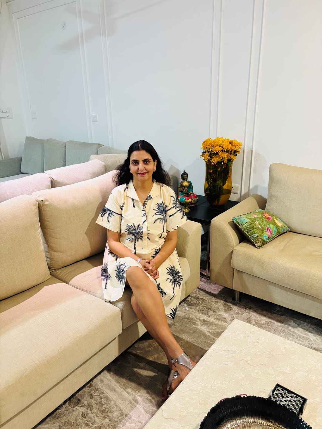 Customer photo review of Anjali Dress - White Palms