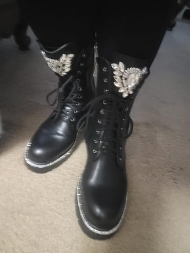 Customer photo review of LEWELLYN-BLACK CRYSTAL COMBAT BOOTIE