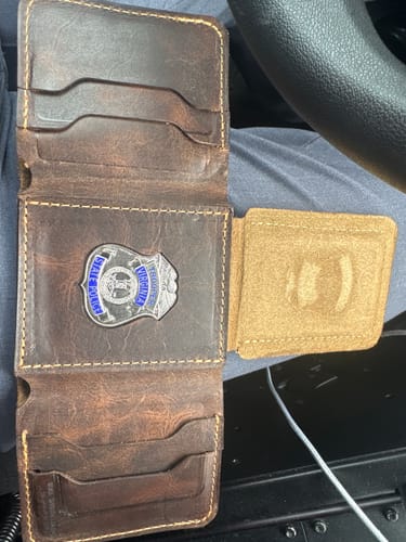 Customer photo review of Badge Trifold Wallet - Walnut Brown