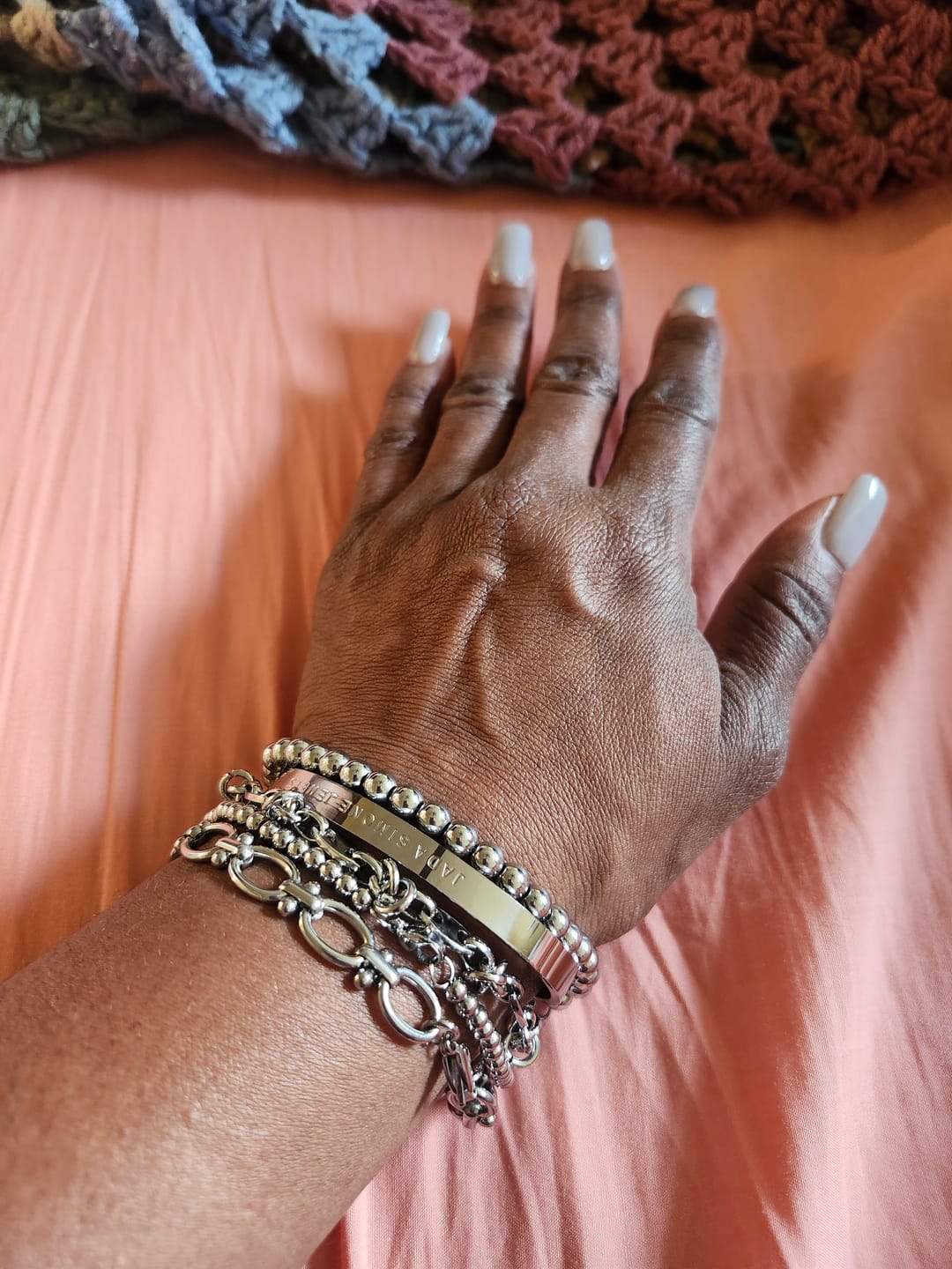 Customer photo review of Chrisette Stainless Steel Bracelet Stack