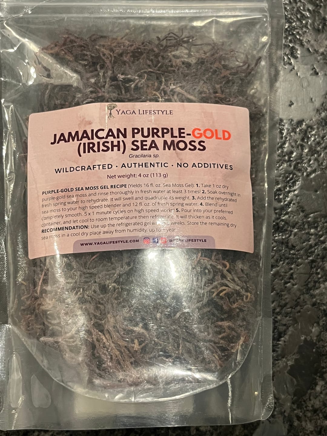 Customer photo review of Jamaican (Thick) Purple-Gold Irish Sea Moss