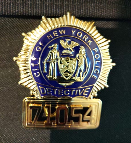 Customer photo review of NY New York Detective Police Badge Replica Movie Props *Customizable Badge Number*