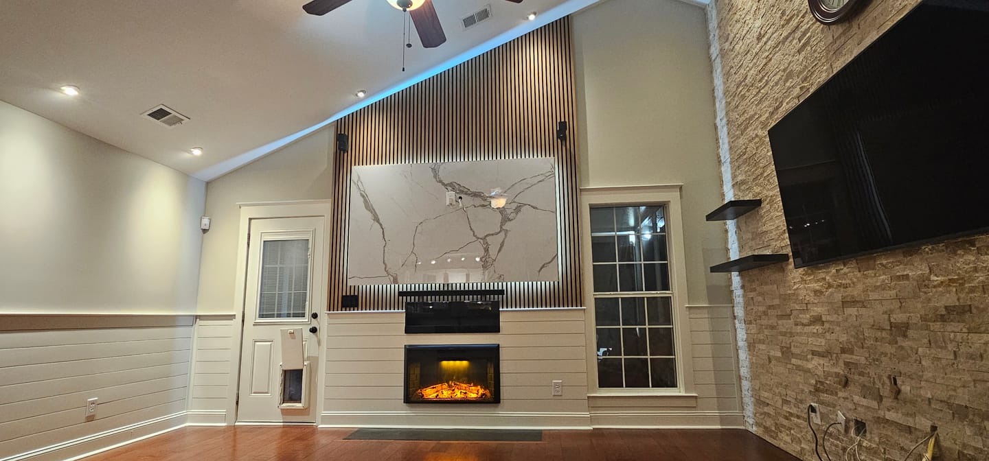 Customer photo review of White Carrara Marble Wall Panel 96" X 48"