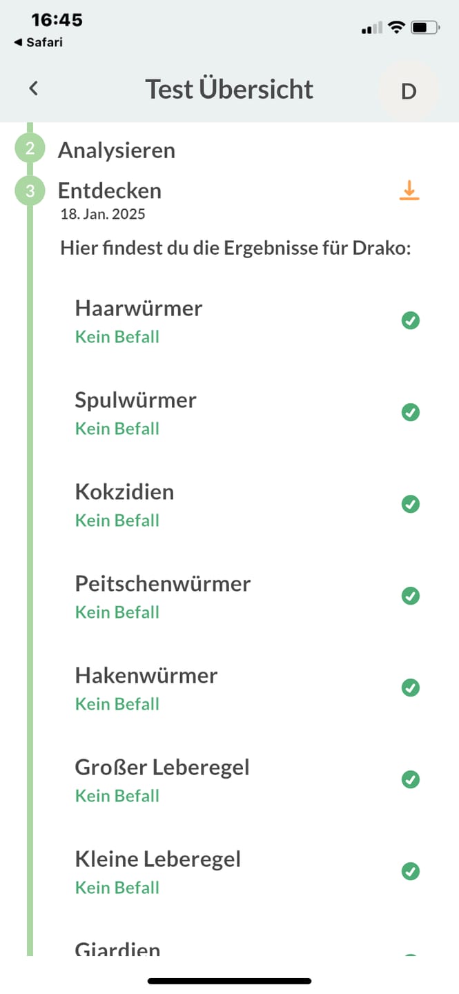 Customer photo review of Wurmtest Plus Katze