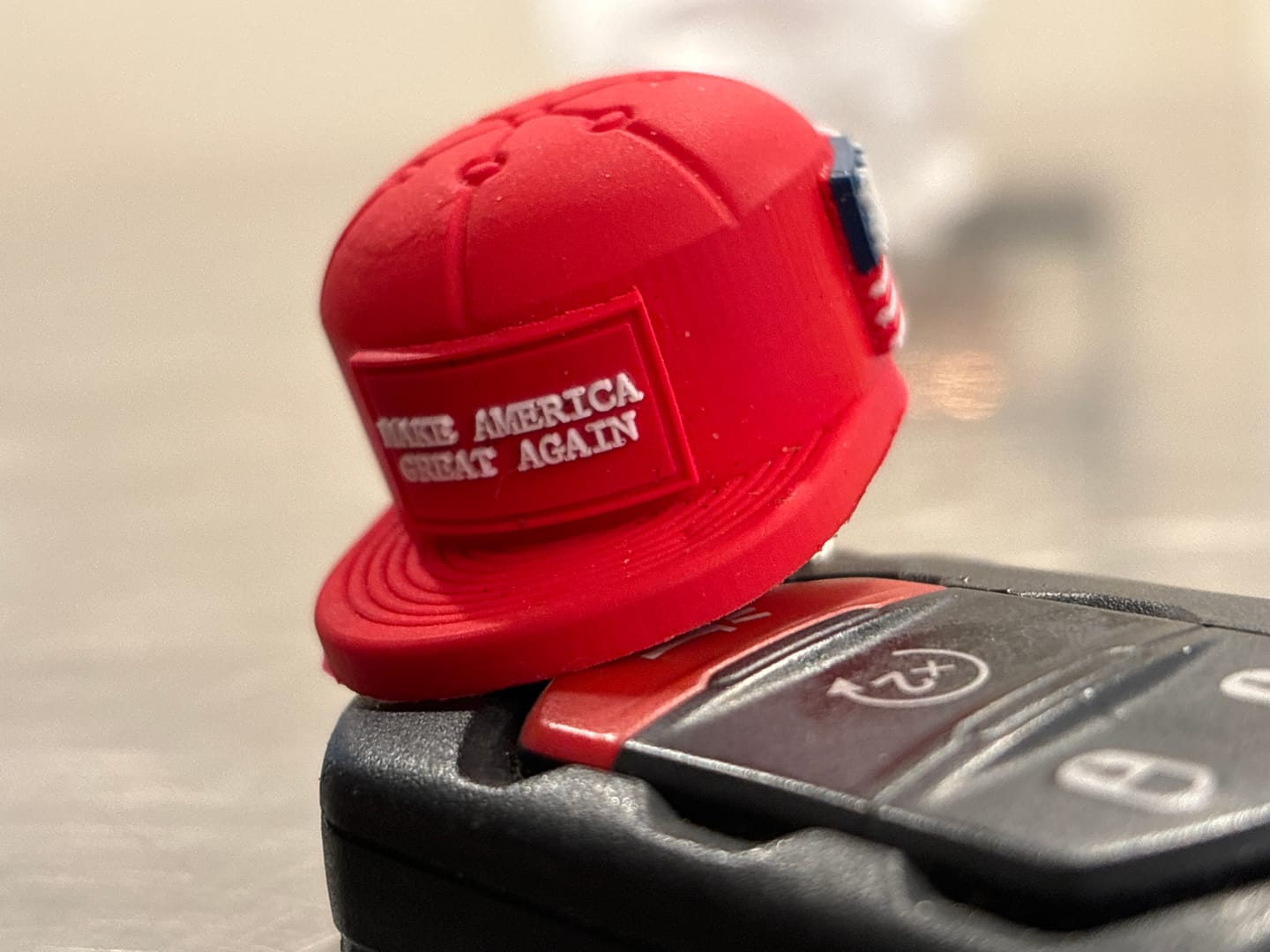 Customer photo review of MAGA Hat Keychain (Limited Edition)