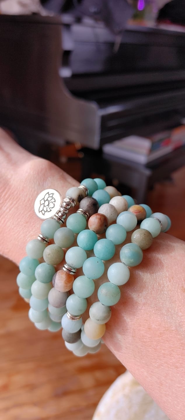 Customer photo review of 108 Natural Matte Amazonite Stone Mala Prayer Beads
