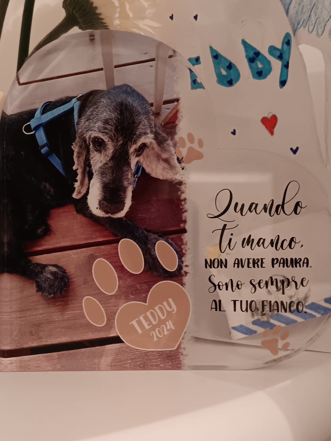 Customer photo review of Quando ti manco - Cuore in vetro personalizzato