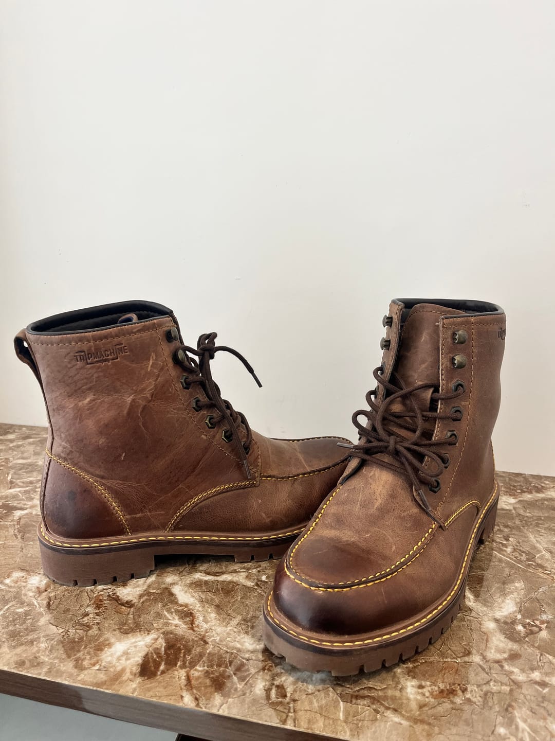 Customer photo review of boots moc-toe tobacco brown