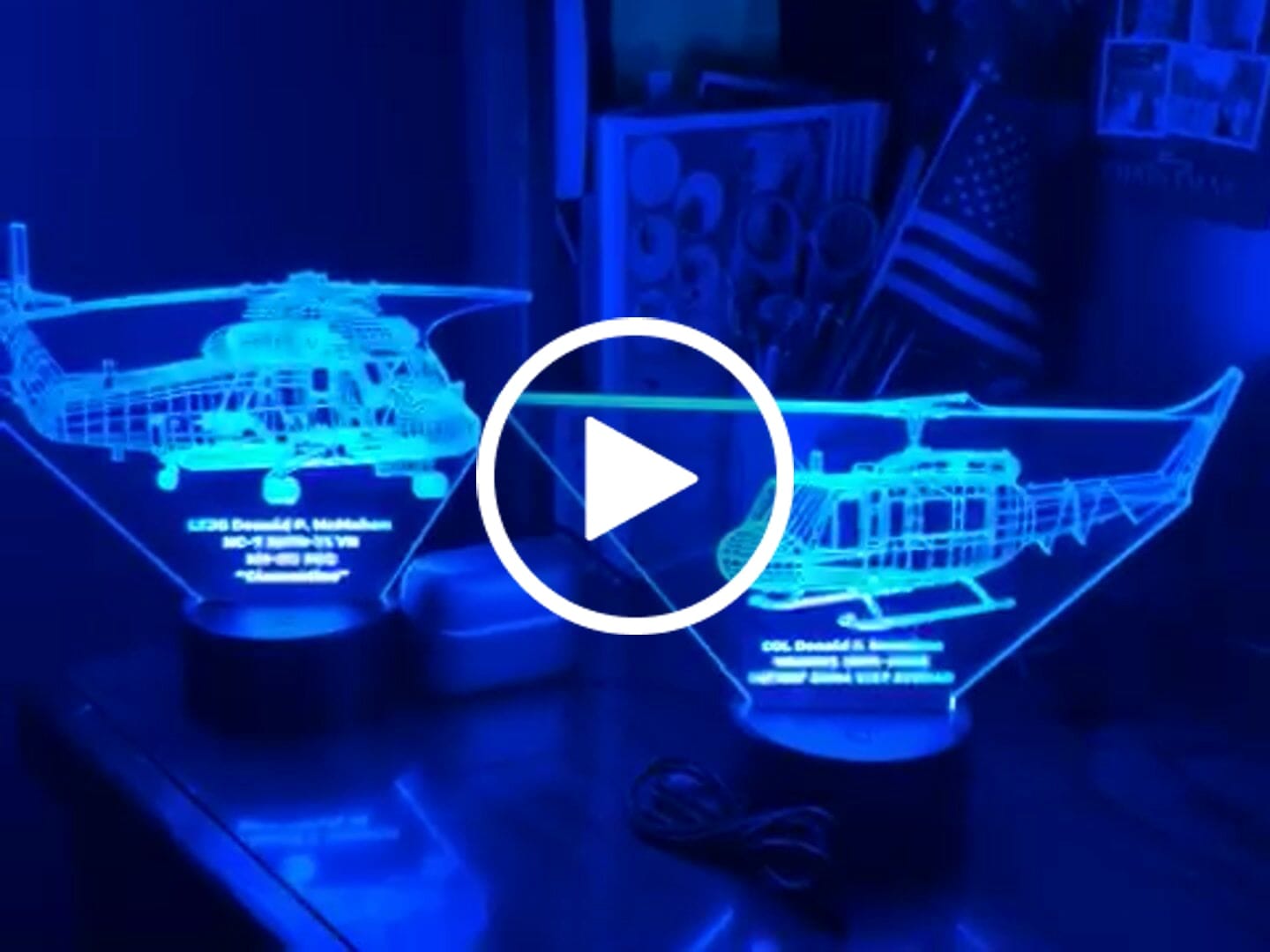 Customer video review of UH-1 "Huey" Helicopter - 3D Optical Illusion Lamp