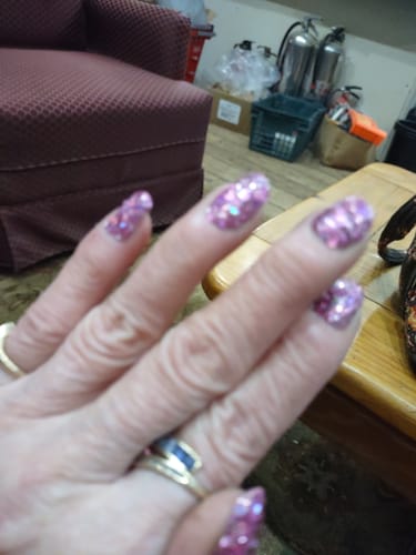 Customer photo review of D1050 Stuck Together Pink Glitter Dip Powder