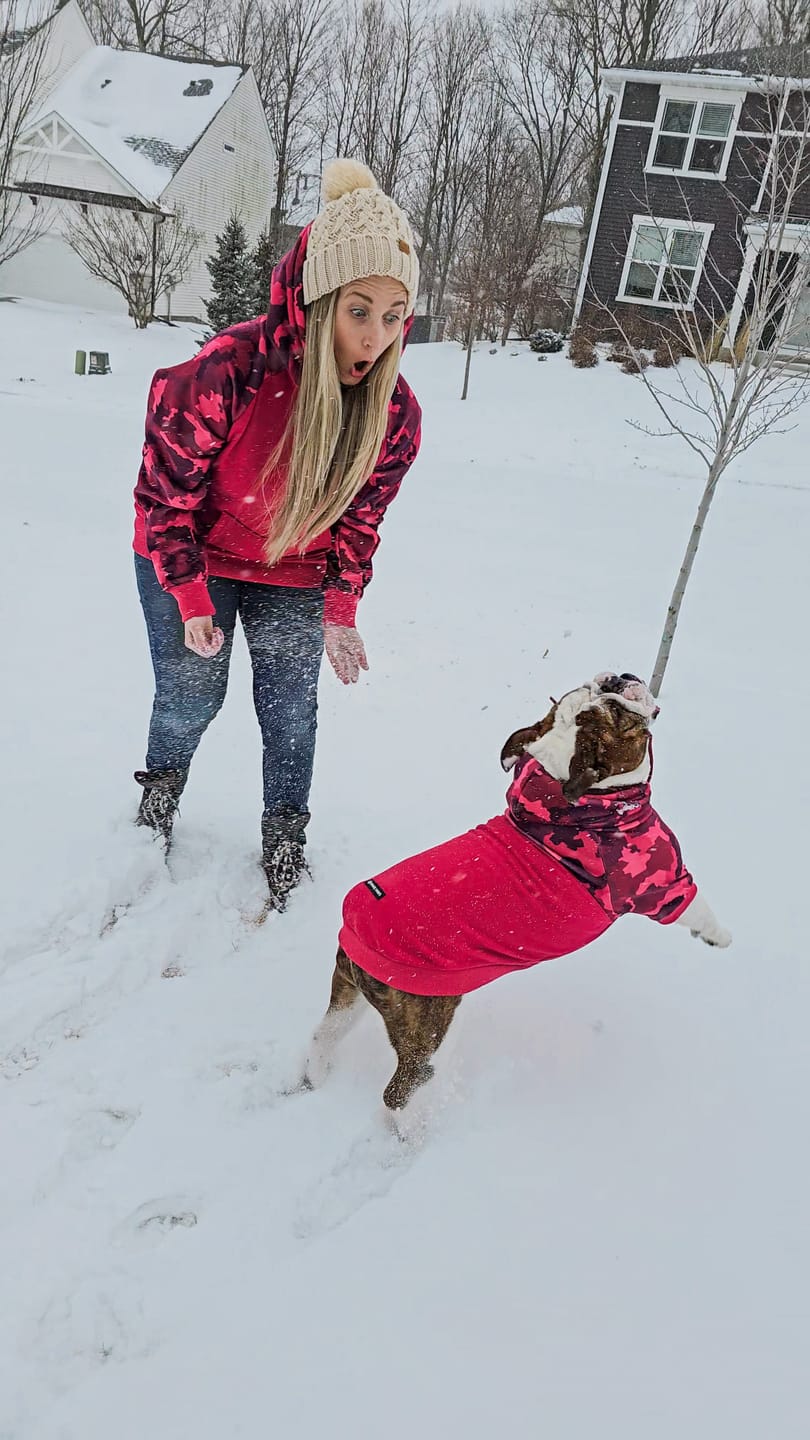 Customer photo review of Fuchsia Camo Human Hoodie