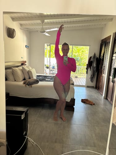 Customer photo review of Luna Long Sleeve Baby Blue Swimwear