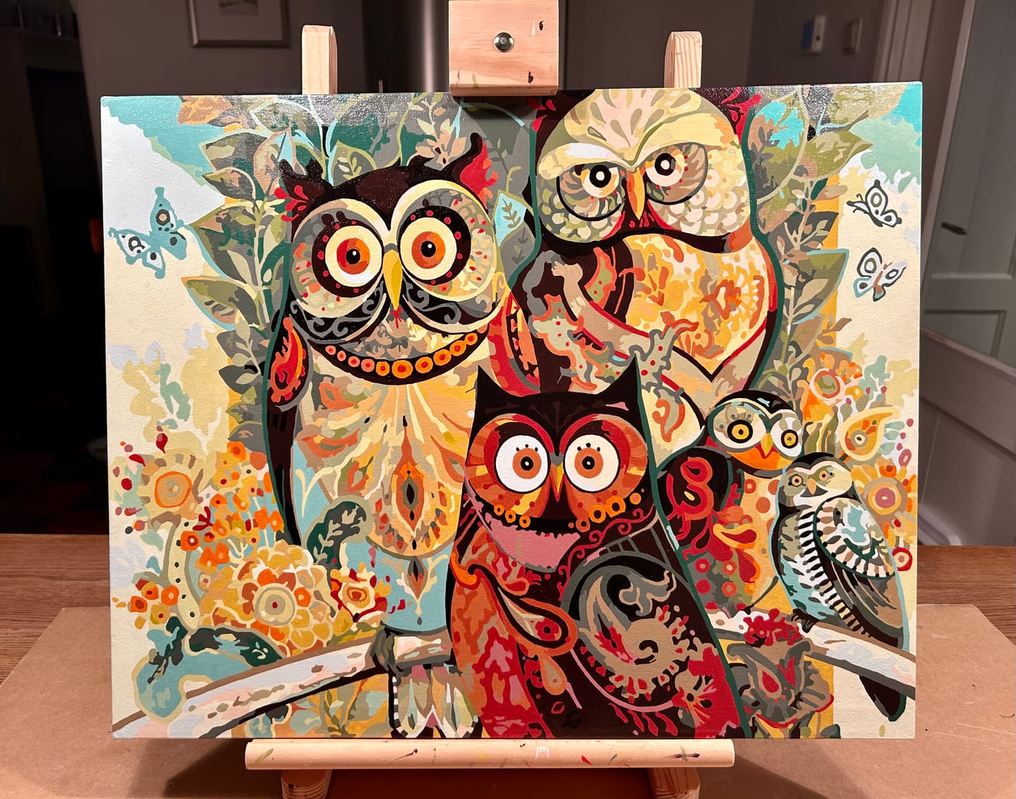 Customer photo review of Painting of Owls - Paint by Numbers