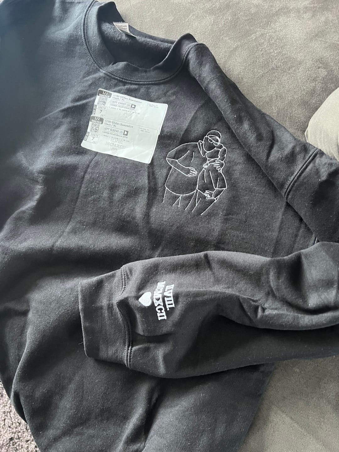 Customer photo review of Custom Embroidered Portrait Sweatshirt from Your Photo, Personalized Couples or Friends Crewneck, Anniversary Photo Embroidery