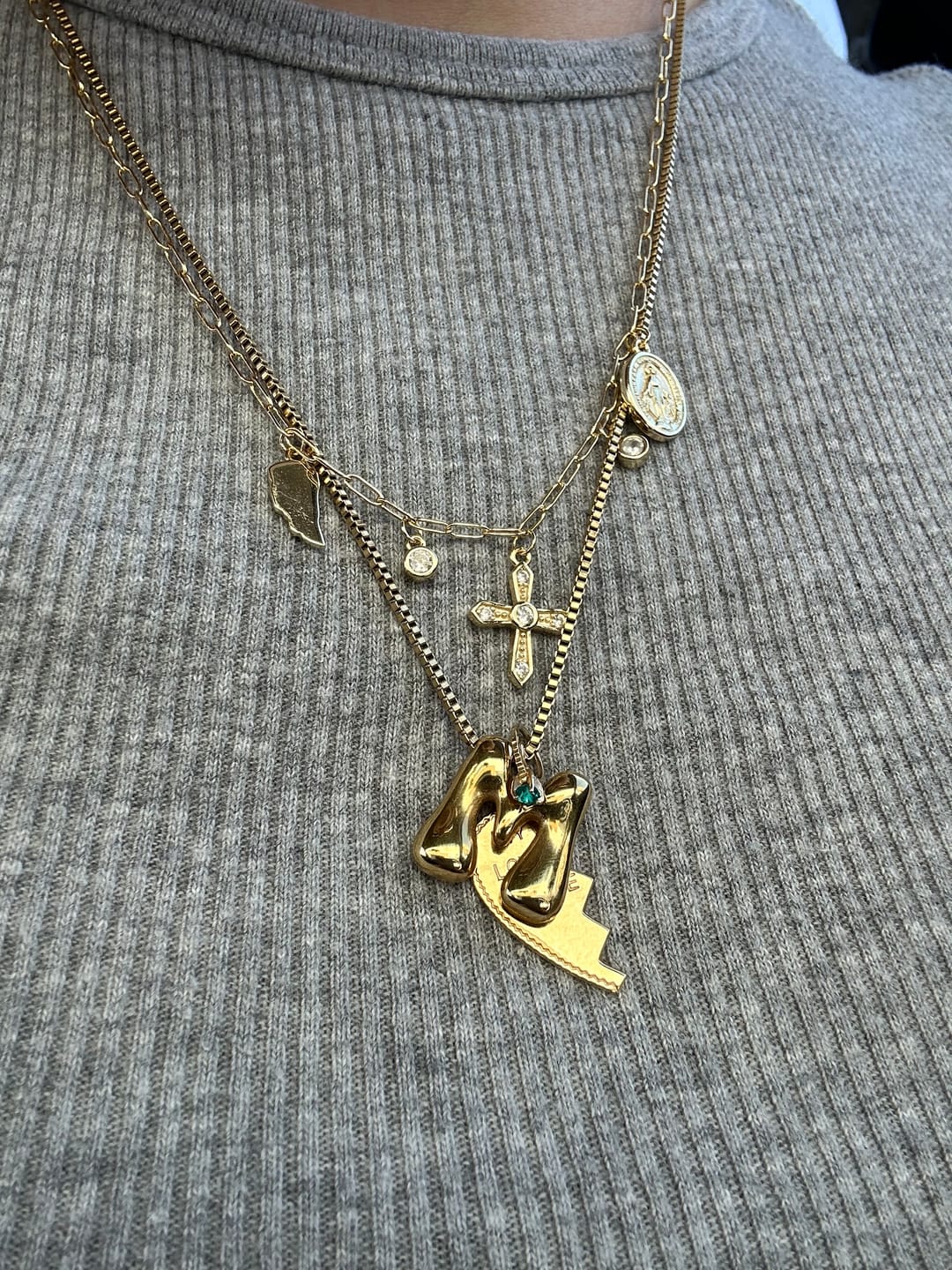 Customer photo review of Bubble Letter Necklace