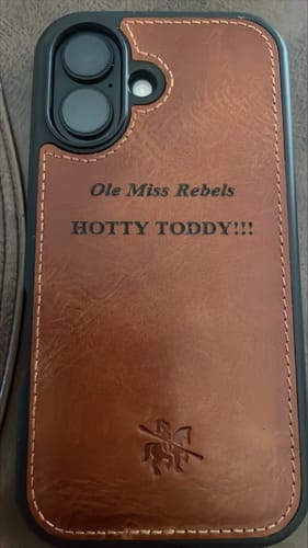 Customer photo review of Lucca Snap On Leather Case for iPhone 16