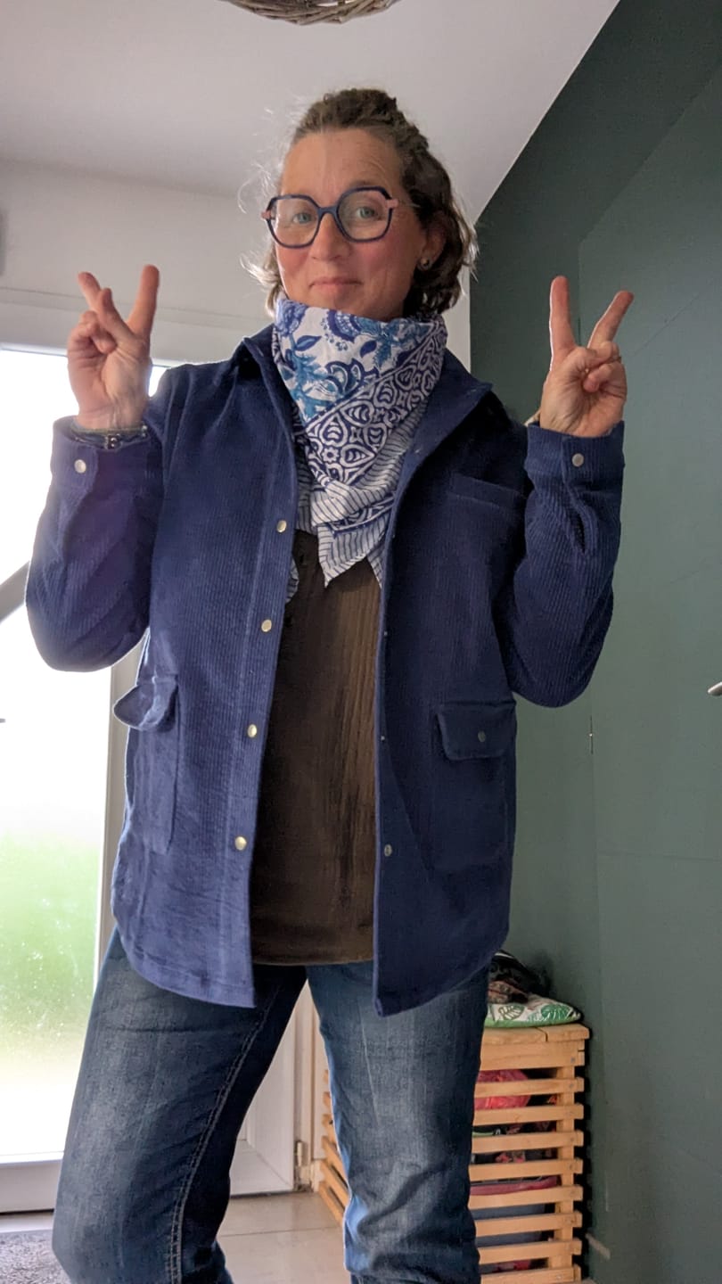Customer photo review of Veste Véga - velours côtelé bleu de travail