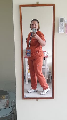 Customer photo review of Tapered MoveTech® Scrub Pants - Women / Terracotta
