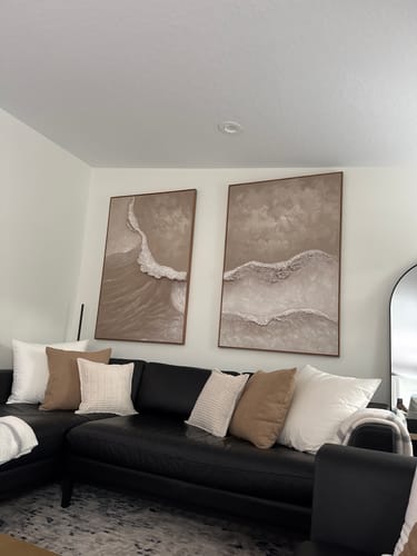 Customer photo review of Coastal Abstract Paintings – Minimalist Canvas Wall Art Set (2 Pieces)