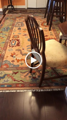 Customer video review of Peach and Ivory Hand knotted Oushak Custom Made wool Area Rug