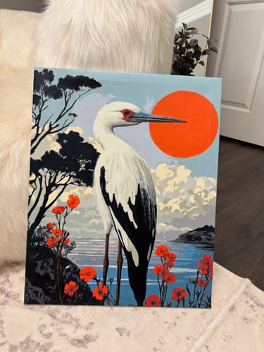 Customer photo review of Stork in Stillness – Paint by Numbers