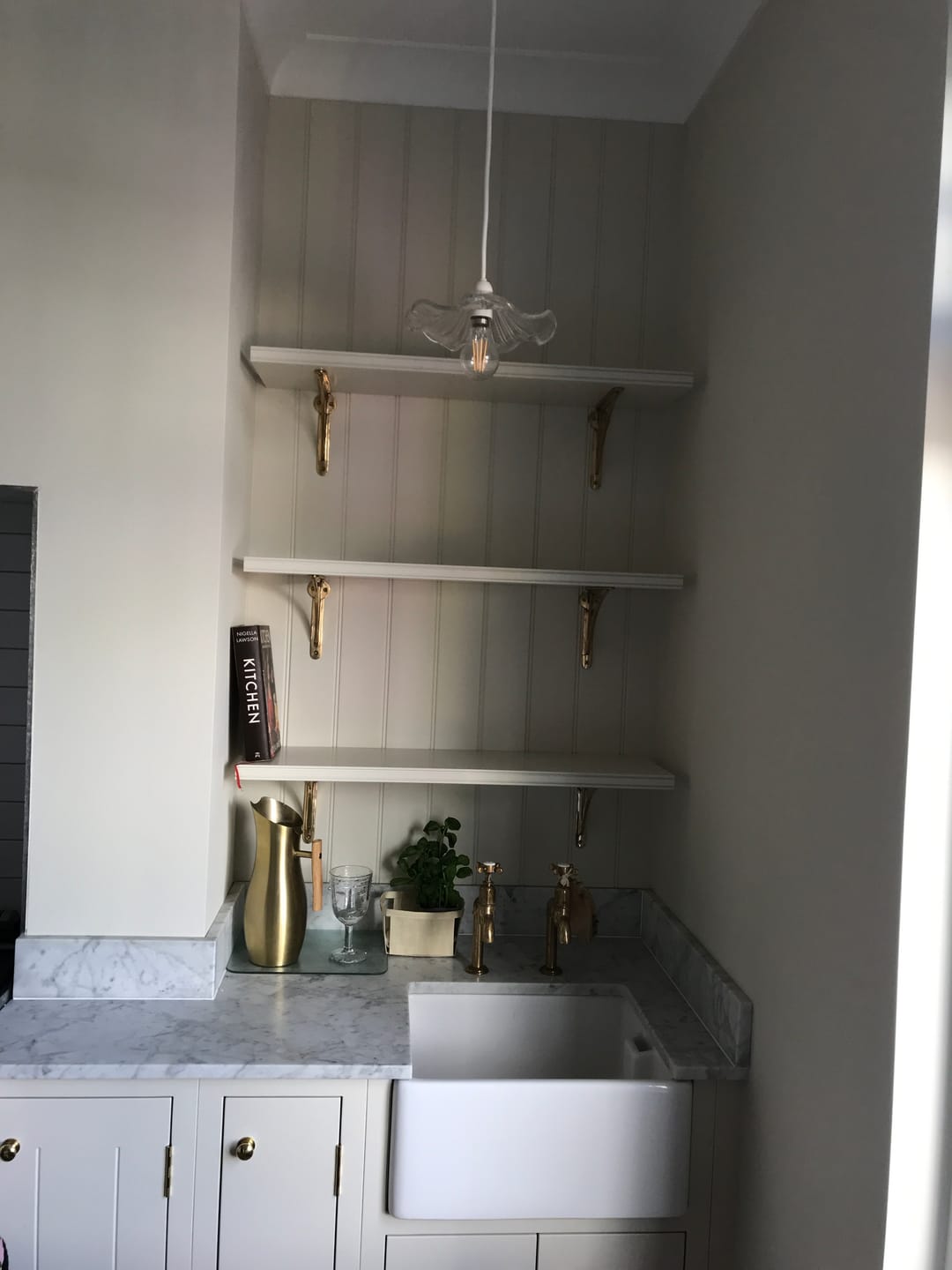 Customer photo review of Ironbridge Polished Brass Shelf Brackets | 4.5/6/7/8/10"