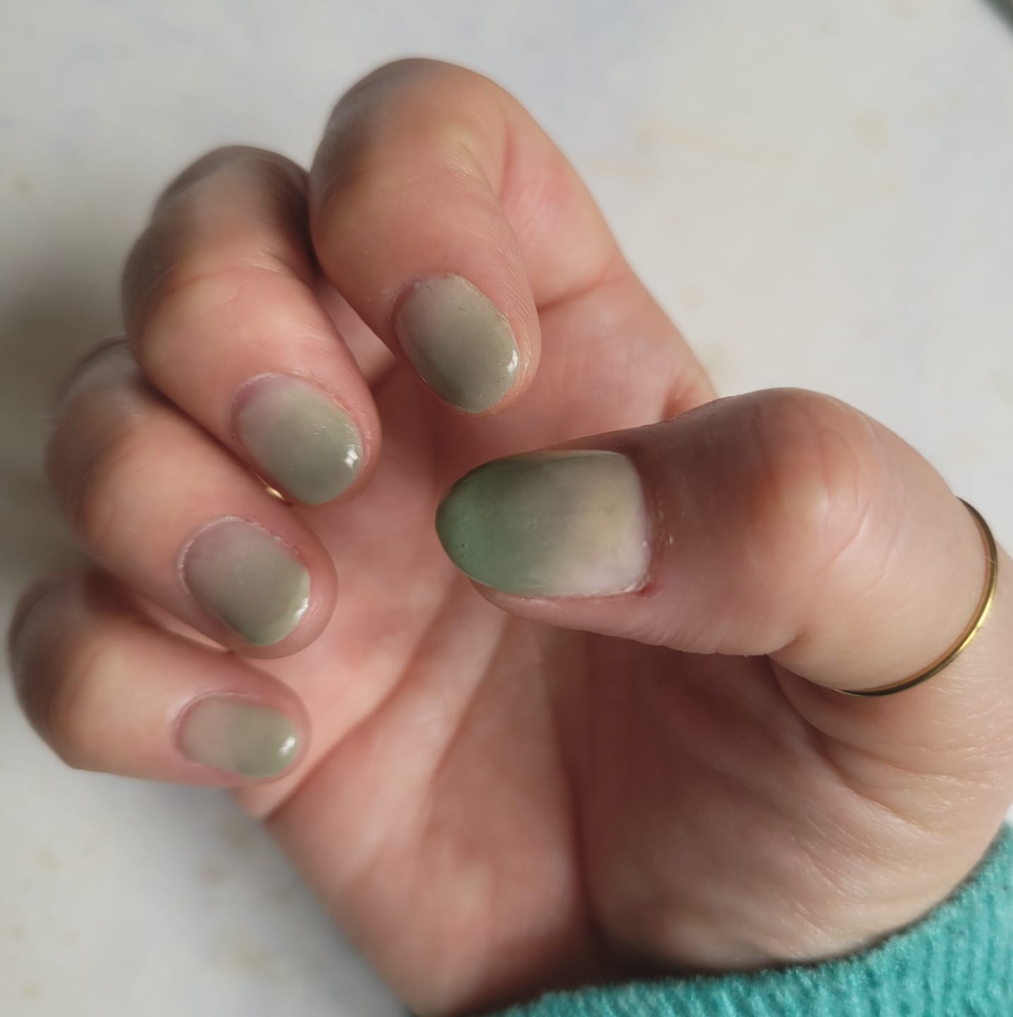 Customer photo review of Warm Olive Dipping Powder