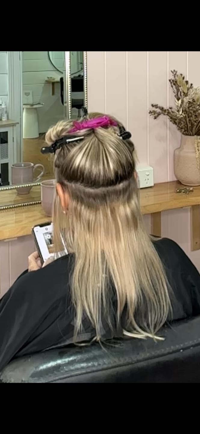 Customer photo review of 18 Inch Mini Weft Hair Extensions
