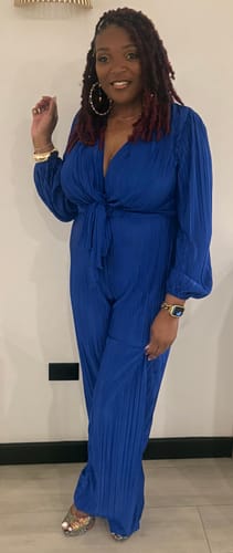 Customer photo review of Juna Surplice Jumpsuit - Royal Blue