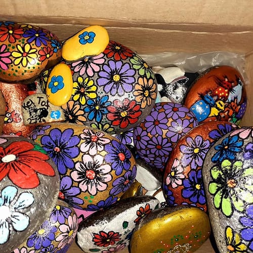 Customer photo review of 15/20 Stuks Grijze Schilderstenen 3-5 cm 1,5 KG Happy Stones + QR Codes voor de App
