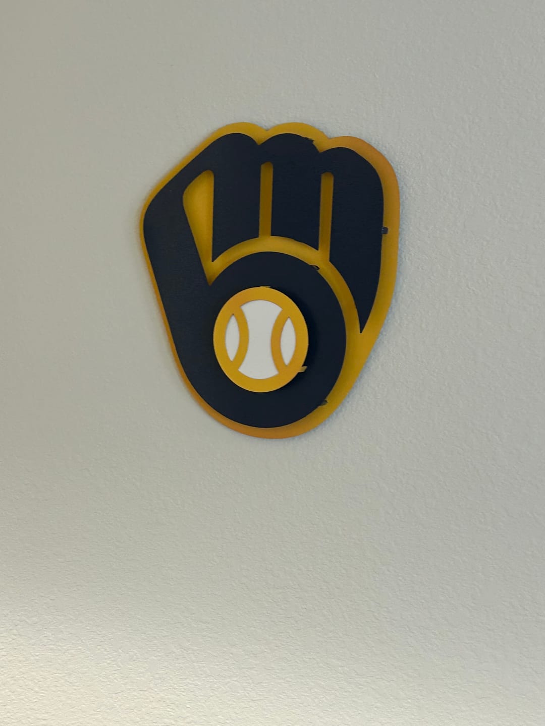 Customer photo review of Milwaukee Brewers Current "BALL-IN-GLOVE" 3D Vintage Metal Wall Art