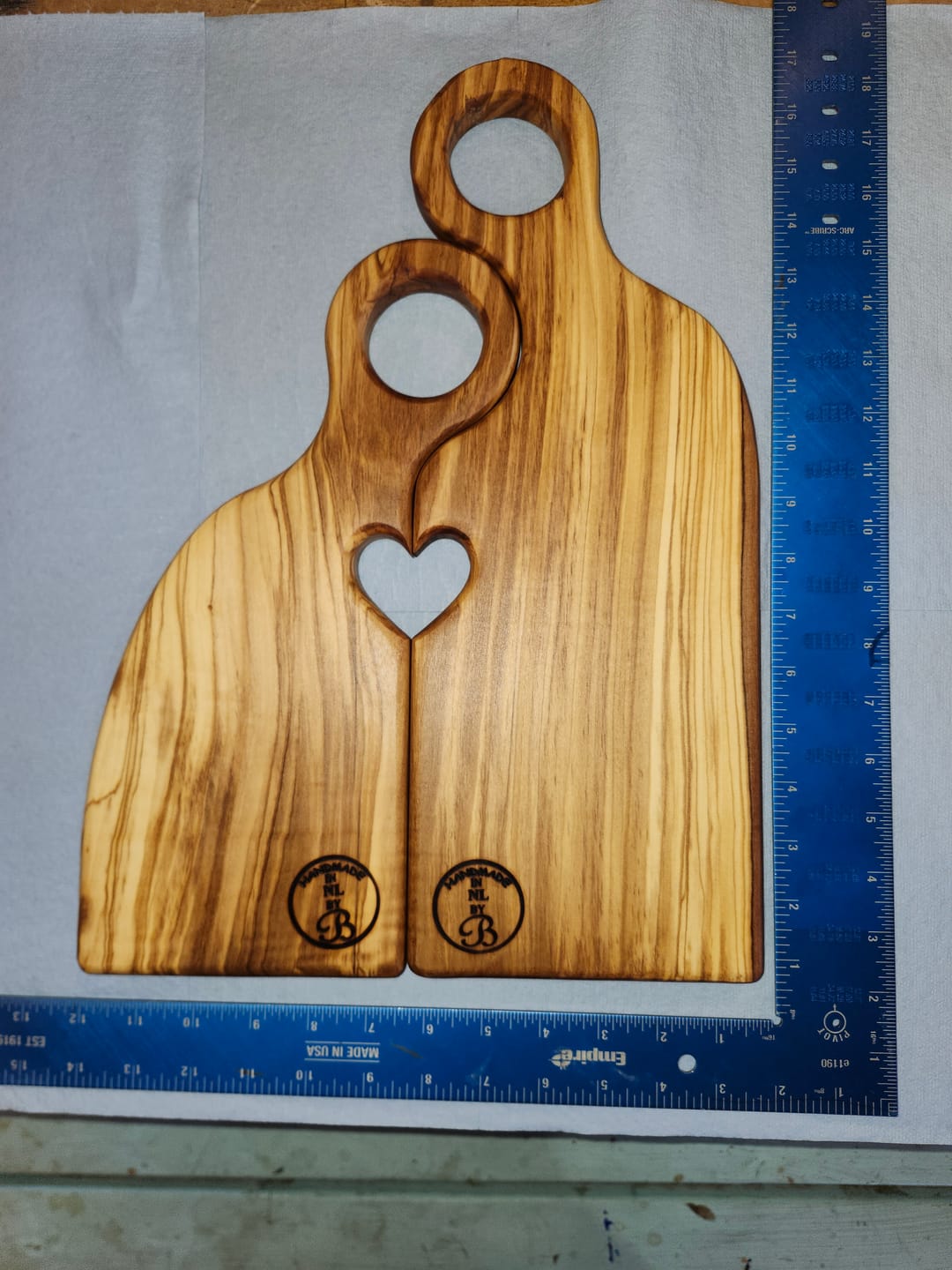 Customer photo review of 15.75x11.5" Small Romeo & Juliet With Heart Set Acrylic Router Template